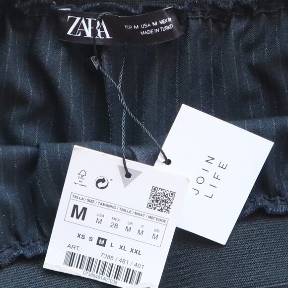 Zara Black Pinstripe High Rise Elastic Waist Wide Leg Palazzo Pants / Trousers M - Picture 12 of 15